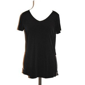 Blackpants Brand Hudson Deep V Tee Shirt Black Size S Salon Workwear Anti-Stain